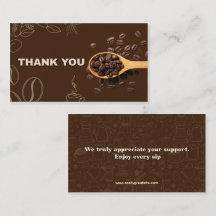 Carte de Remerciement Grains de Café Marron Foncé