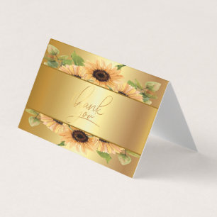 Visite Carte de Remerciement Tournesols Dorés Élégants
