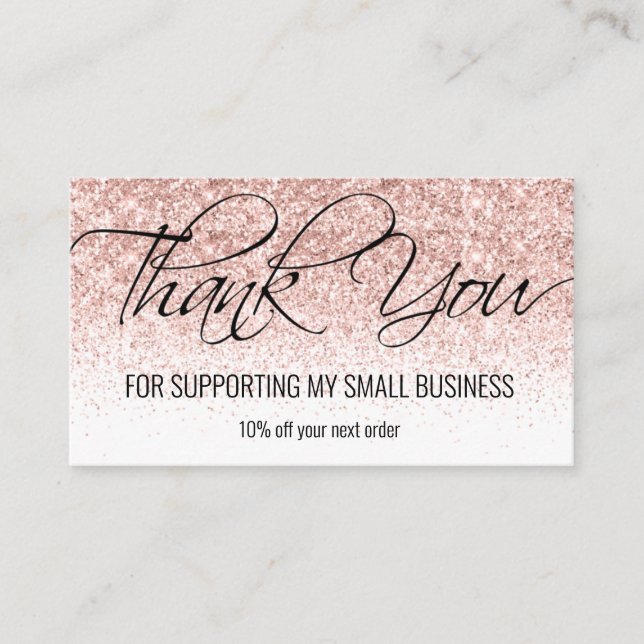 Visite Carte de remerciements Blush Parties scintillant C (Devant)