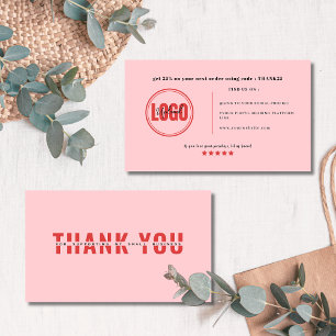 Visite Carte de remerciements personnalisé gras rose pour
