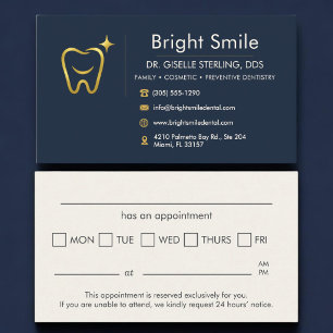 Visite Carte de rendez-vous chez le dentiste Sourire Doré