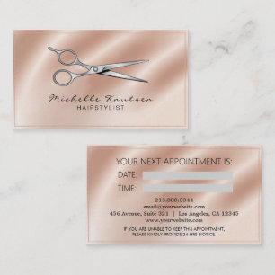 Visite Carte de rendez-vous de ciseaux de coiffeur Rose G