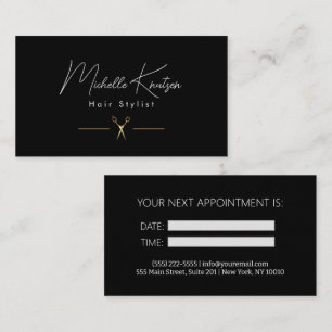 Visite Carte de rendez-vous de coiffure moderne en noir b