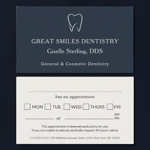 Visite Carte de rendez-vous dentaire bleu marine Dentiste