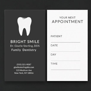 Visite Carte de rendez-vous dentaire noir pour dentiste p
