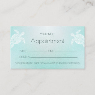 Visite Carte de rendez-vous Turquoise White Turtles
