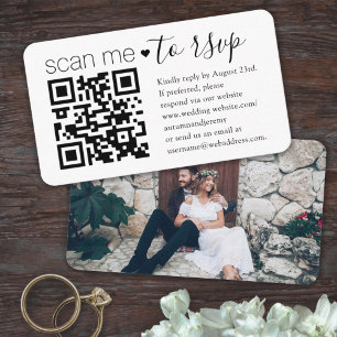 Visite Carte de réponse QR Code avec site web de mariage 