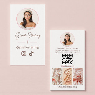 Visite Carte de Réseaux Sociaux en Or Rose Minimaliste Mo