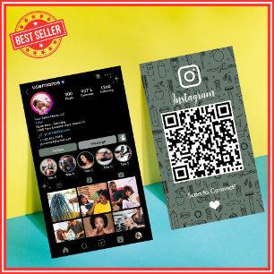 Visite Carte de salon Instagram Sage Green   Code QR des 
