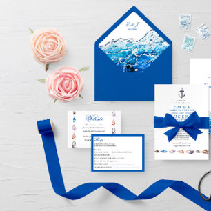 Visite Carte de site Mariage moderne Ocean Beach Nautical