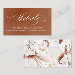 Visite Carte de site Web Mariage Floral Blanc et Terracot