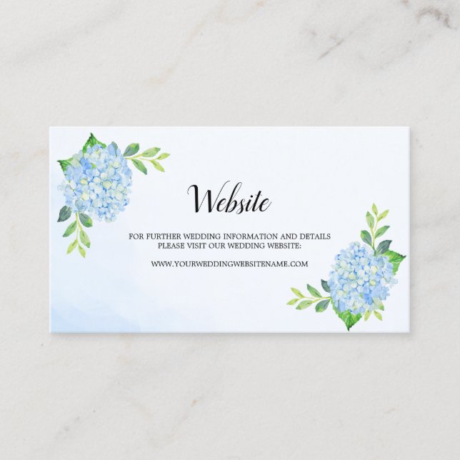 Visite Carte de site Web Mariage Floral Blue Hydrangea mo (Devant)