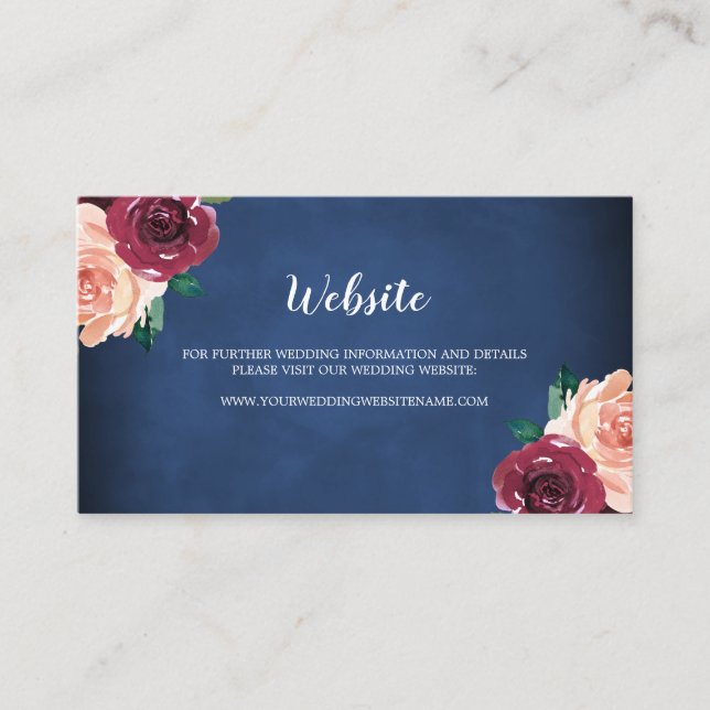 Visite Carte de site Web Rose de la Marine Blue Blush Bur (Devant)