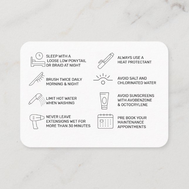 Visite CARTE DE SOINS POUR EXTENSION DE CHEVEUX (rose) (Dos)