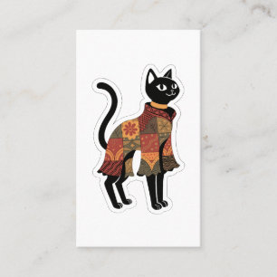 Visite Carte de vœux chat noir patchwork Boho