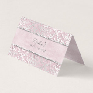 Visite Carte d'endroit de mariage damassé de lueur