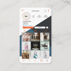 Visite Carte d'entreprise blanche Instagram Carte de visi