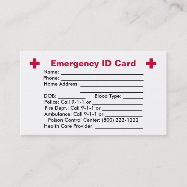 Visite Carte d'identification de secours (Devant)