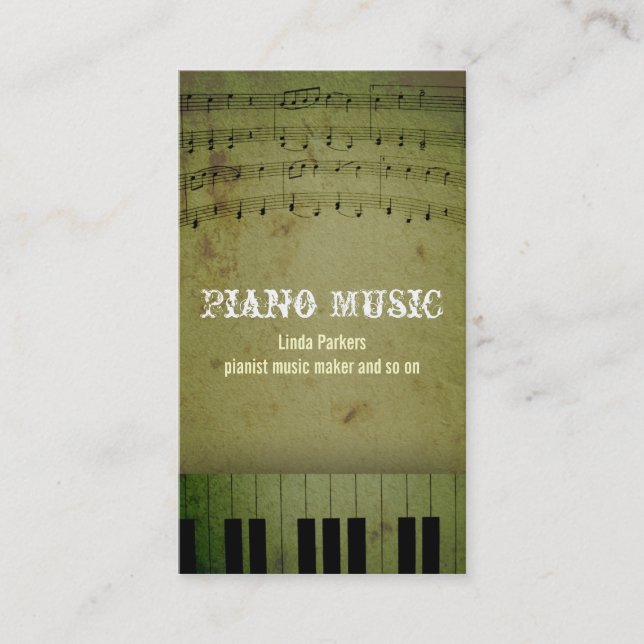 Visite carte d'industrie musicale de piano (Devant)