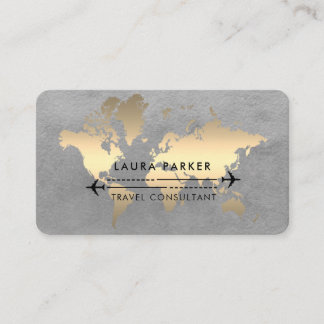 Visite Carte du monde agent de voyage Aquartecouleur or T