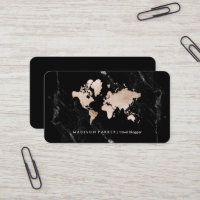 Carte du monde de Faux Light Gold en marbre noir