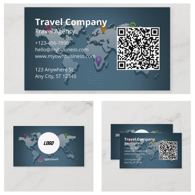 Visite Carte du monde de l'agence de voyage (Travel Agency World Map Business Cards
)