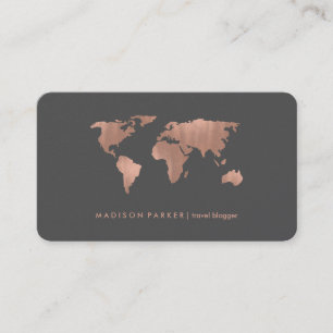 Visite Carte du monde de l'or Rose Faux sur le gris fumé