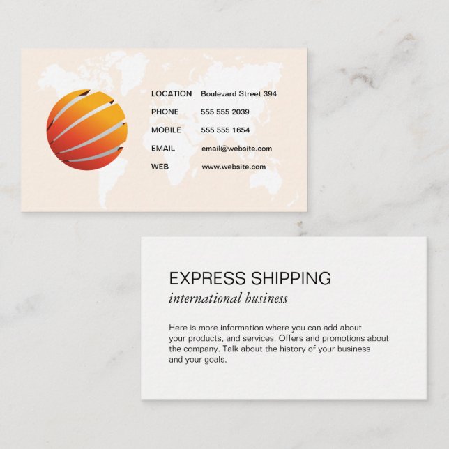 Visite Carte du monde | Logo de l'entreprise (Devant / Derrière)