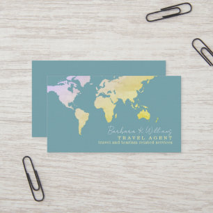Visite Carte élégante d'agent de voyage sur fond bleu 
