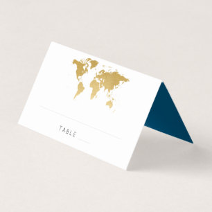 Visite Carte Gold Foil World Carte Destination Lieu de vo