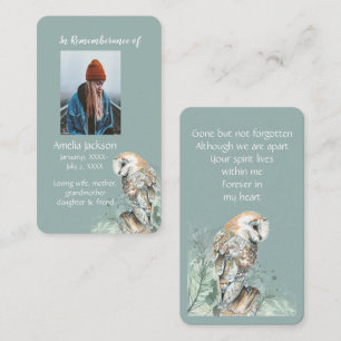Visite Carte mémoire Memorial Watercolor Chouette de l'ét