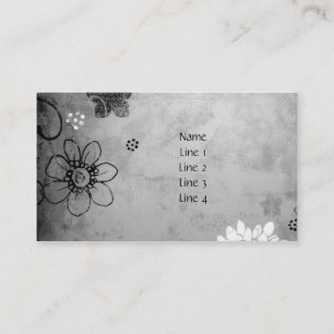 Visite Carte noire et blanche de profil de fleurs