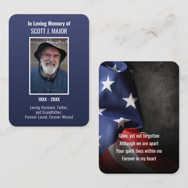 Visite Carte photo de prière Ombre Blue Flag (Devant / Derrière)