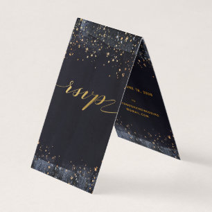 Visite Carte pliée Gold Starry Mariage de nuit en ligne R