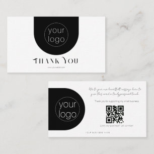 Visite Carte QR de remerciement avec logo élégant noir et