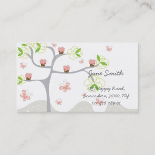 Visite Carte rose mignonne lunatique de profil d'arbre de