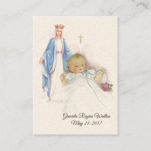 Visite Carte Sainte Commémorative de Baptême de Bébé Fill
