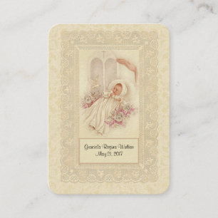 Visite Carte Sainte Commémorative de Baptême de Bébé Fill