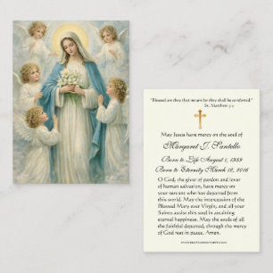 Visite Carte Sainte de funérailles catholiques Mary Angel