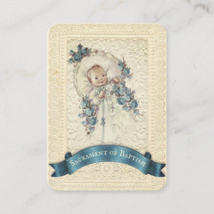 Visite Carte Sainte de Remembrance de Baptême de Bébé Cat