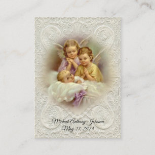 Visite Carte Sainte de Remembrance de Baptême de Bébé Cat