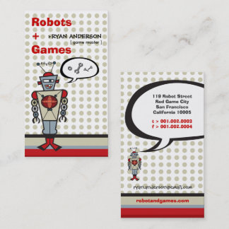 Visite Carton Red Retro Robot Cute Kids Carte de profil
