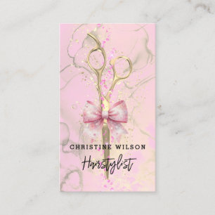 Visite ciseaux rose arc rose éclaboussures carte de visit