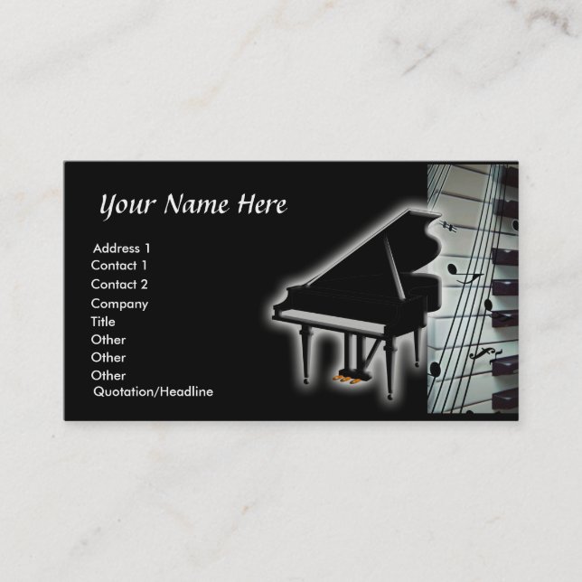 Visite Clavier de piano et notes de musique Carte de visi (Devant)