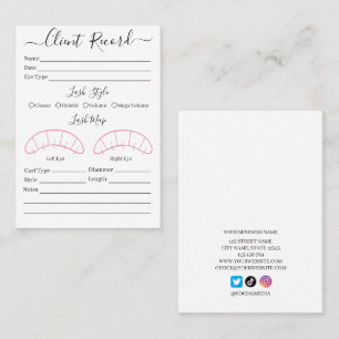 Visite Client d'extension Eyelash Formulaire de Carte de