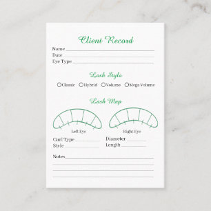 Visite Client d'extension Eyelash Formulaire de Carte de