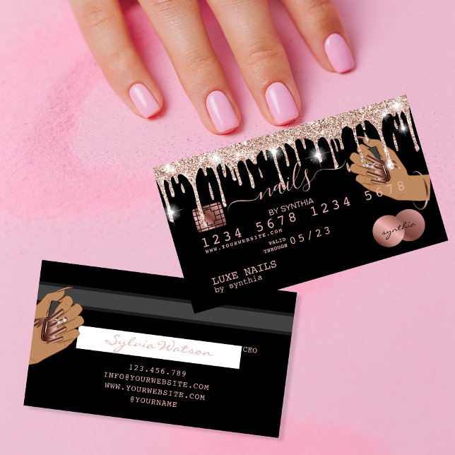 Visite Clous Technicien Carte de crédit Styled Rose Gold  (Créateur téléchargé)