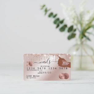 Visite Clous Technicien Carte de crédit Styled Rose Gold 