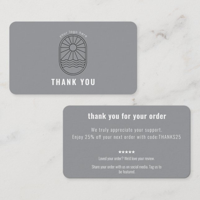 Visite Code de réduction de carte de remerciement Logo En (Devant / Derrière)