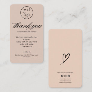 Visite Code de réduction pour carte de remerciement Blush